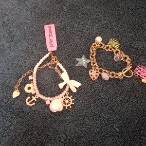 2  Betsey Johnson Bracelets, Nautical and Romantic Themed, 7" long